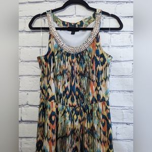 AGB Beaded Neckline Side Slit Maxi Dress Women's Size Medium